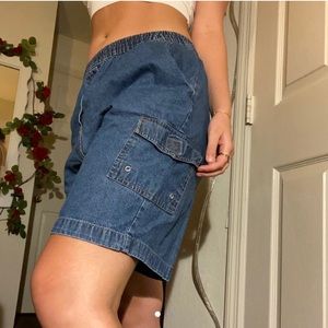 denim cargo shorts